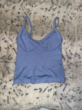 light blue ribbed shapewear tank top